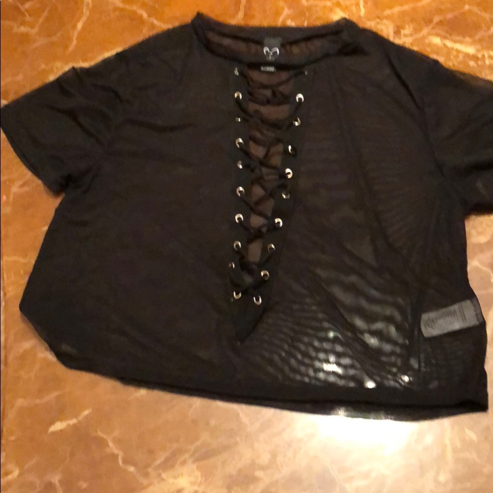 Black crop top see threw